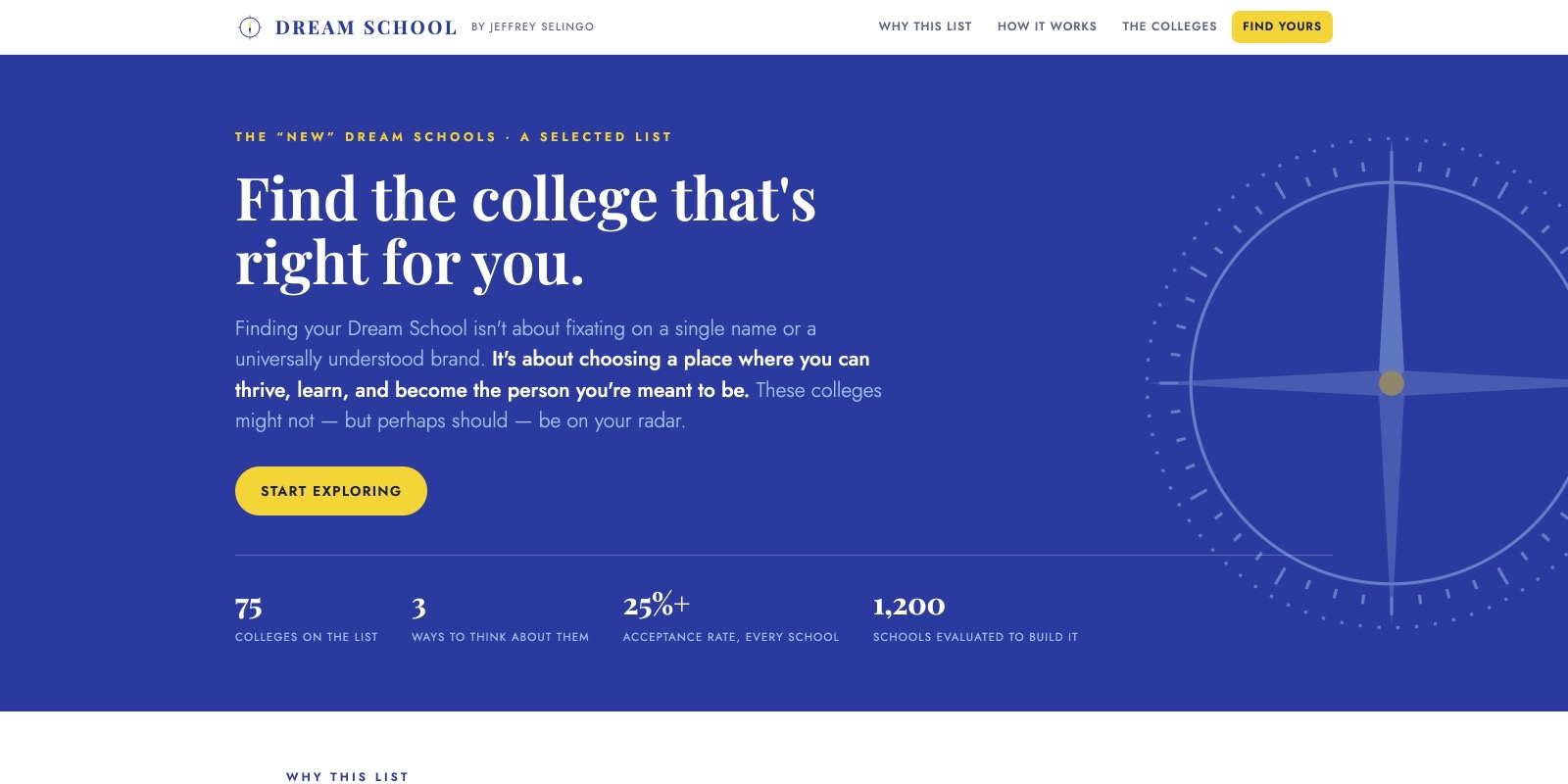 The Dream School prototype — find the college that's right for you
